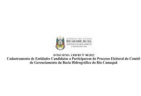 Aviso SEMA CRH/RS n&ordm; 08/2022 - Processo Eleitoral do CBH Camaqu&atilde;